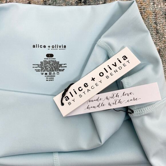 Alice + Olivia Aaron High Waist Biker Shorts in Powder Blue, Large - Picture 8 of 8